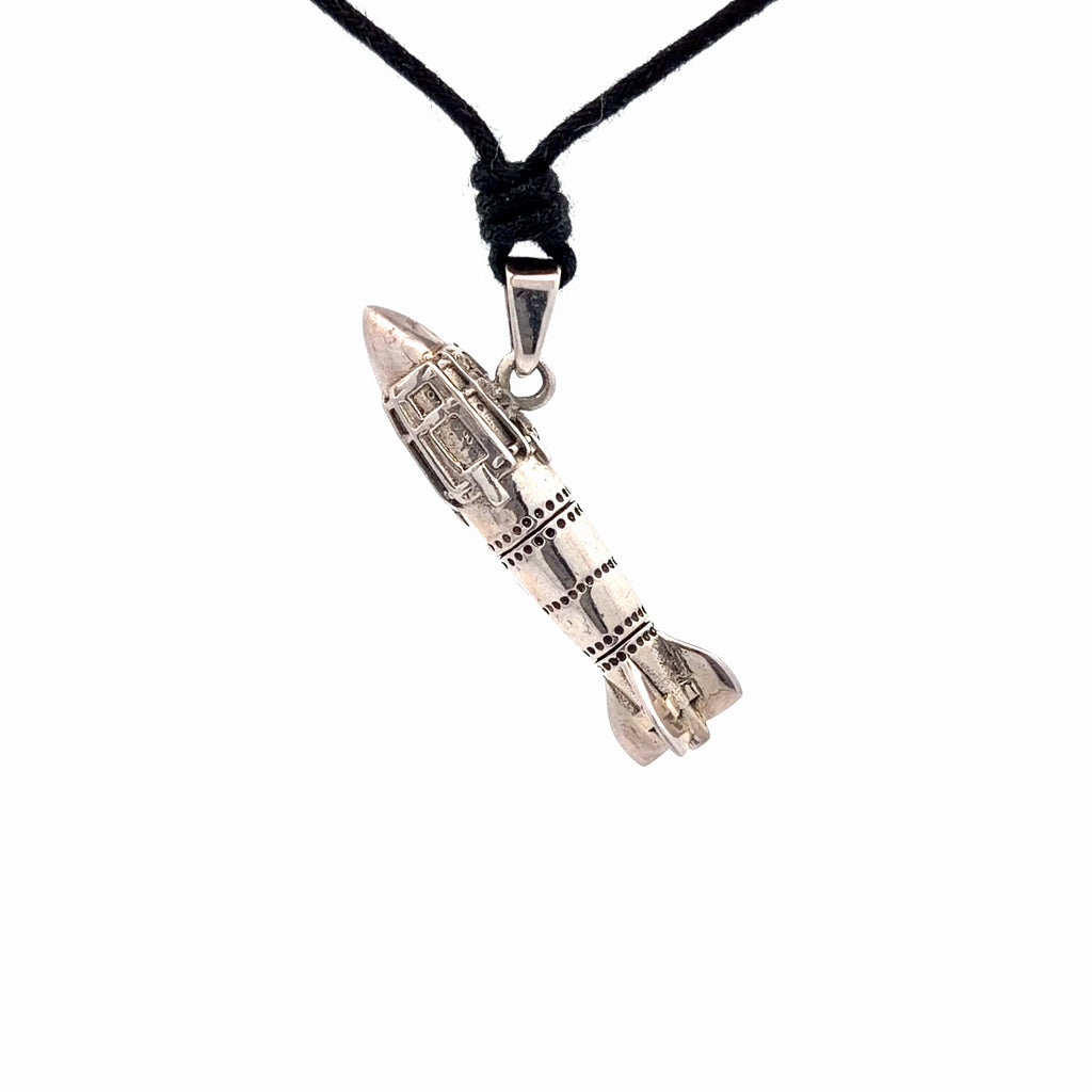 Missile Rocket Pendant Necklace 925 Sterling Silver/Pewter/ Brass - Military Aviation Jewelry