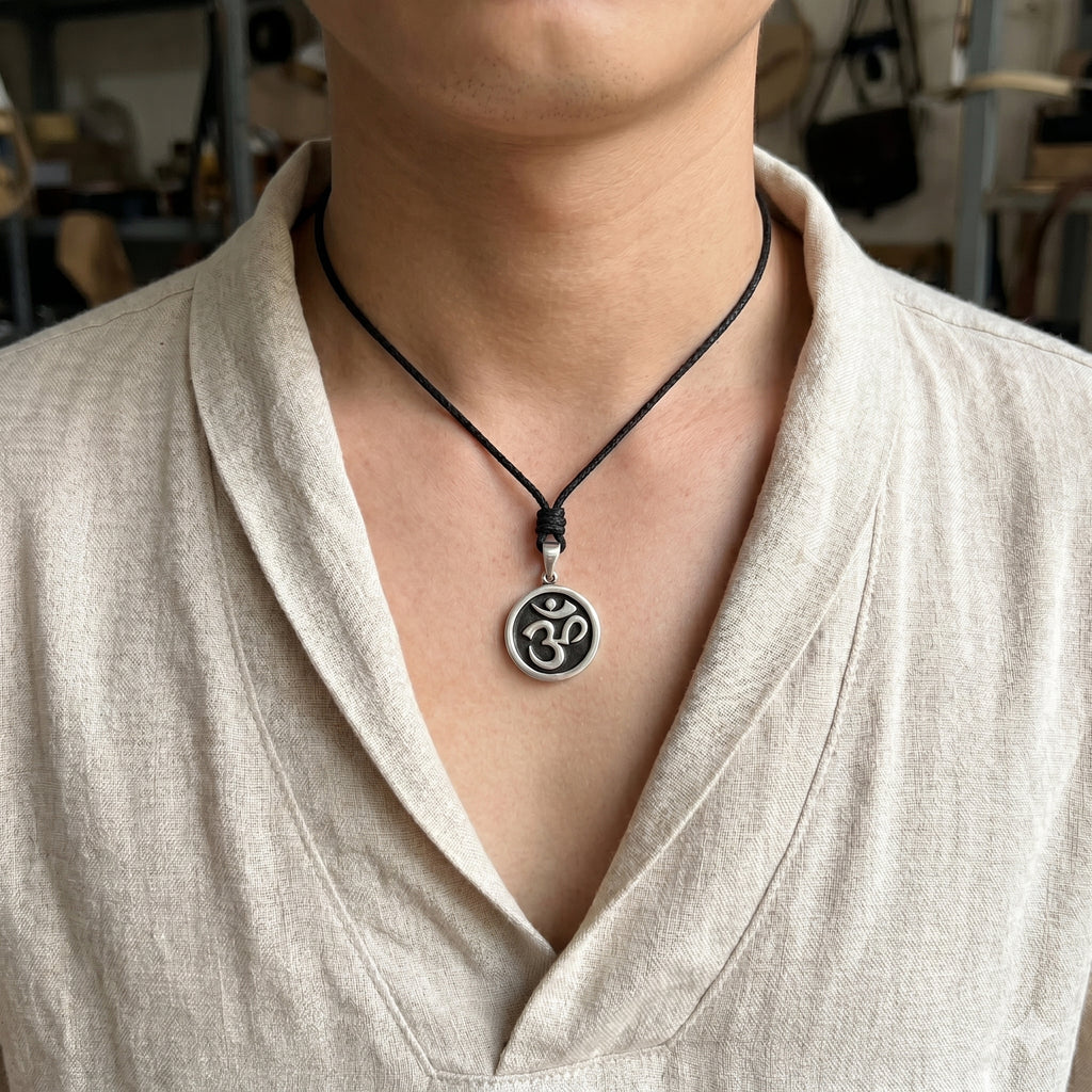 Fashionable Om Ohm 92.5 Sterling Silver Charm Necklace Pendent Jewelry