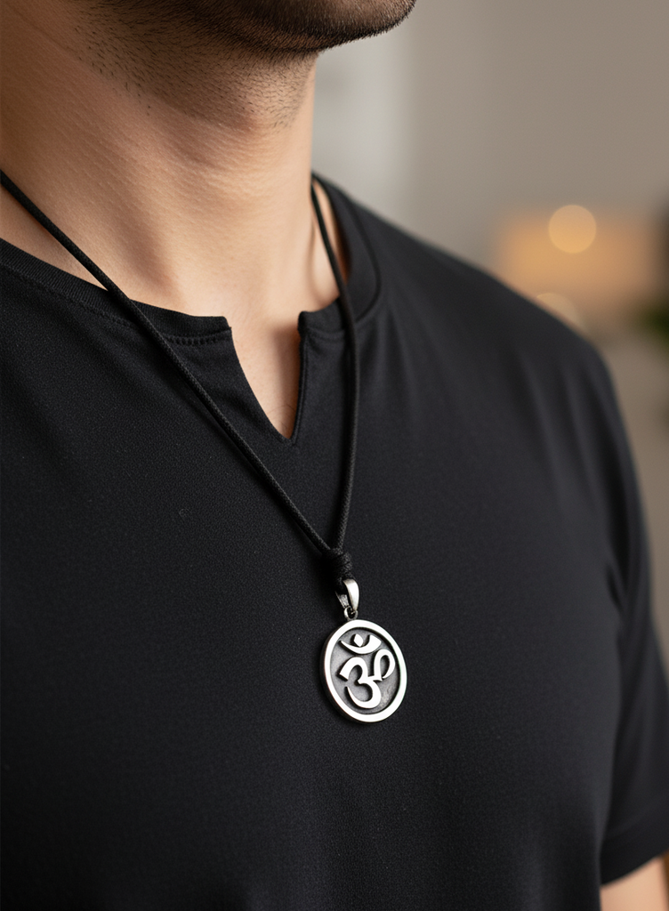 Fashionable Om Ohm 92.5 Sterling Silver Charm Necklace Pendent Jewelry