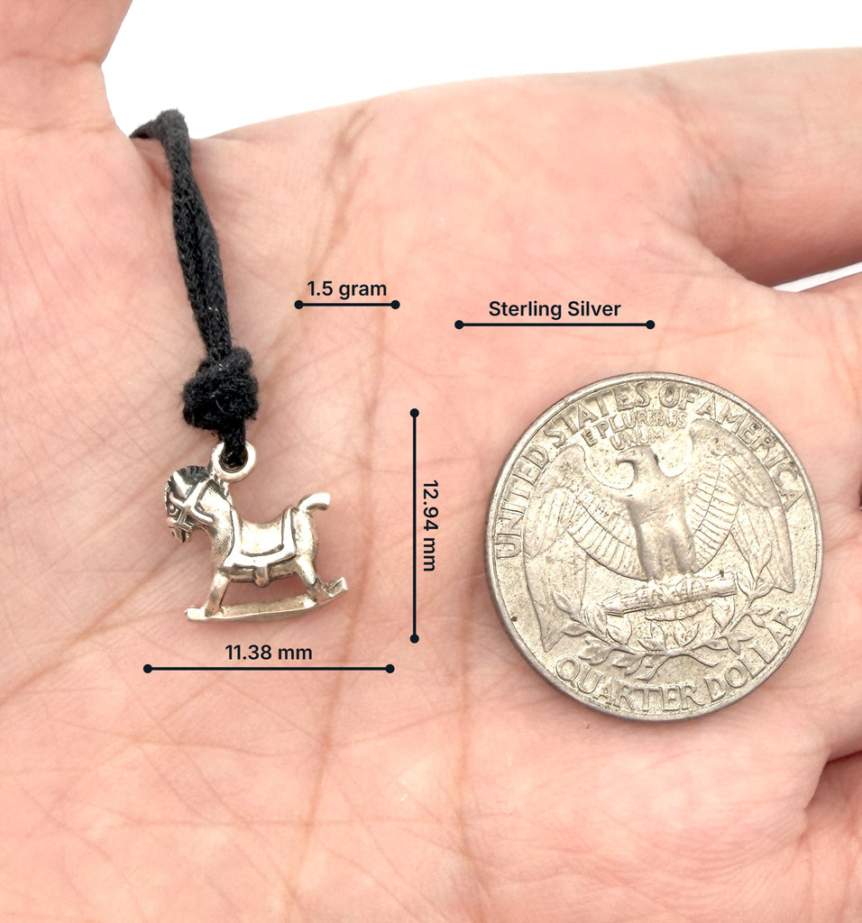 New Rocking Horse Toy Charm 92.5 Sterling Silver Gold Brass Necklace Pendant Jewelry