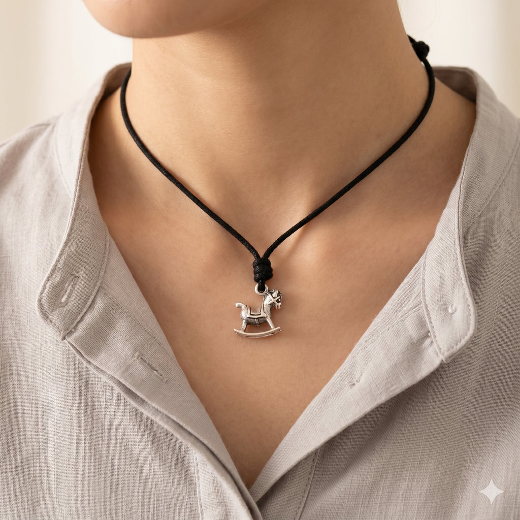 New Rocking Horse Toy Charm 92.5 Sterling Silver Gold Brass Necklace Pendant Jewelry