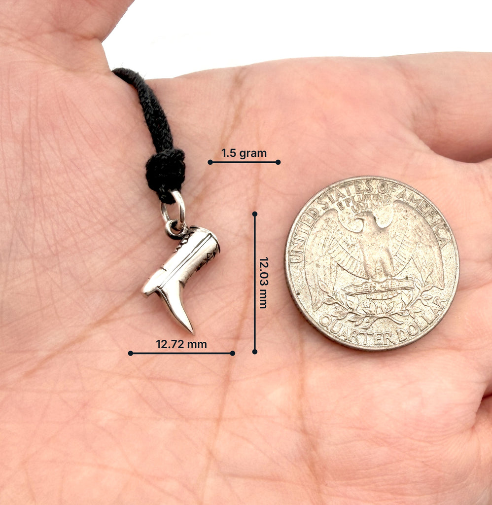 New Cowboy Boot Shoe Charm Sterling-Silver Charm Necklace Pendant Jewelry