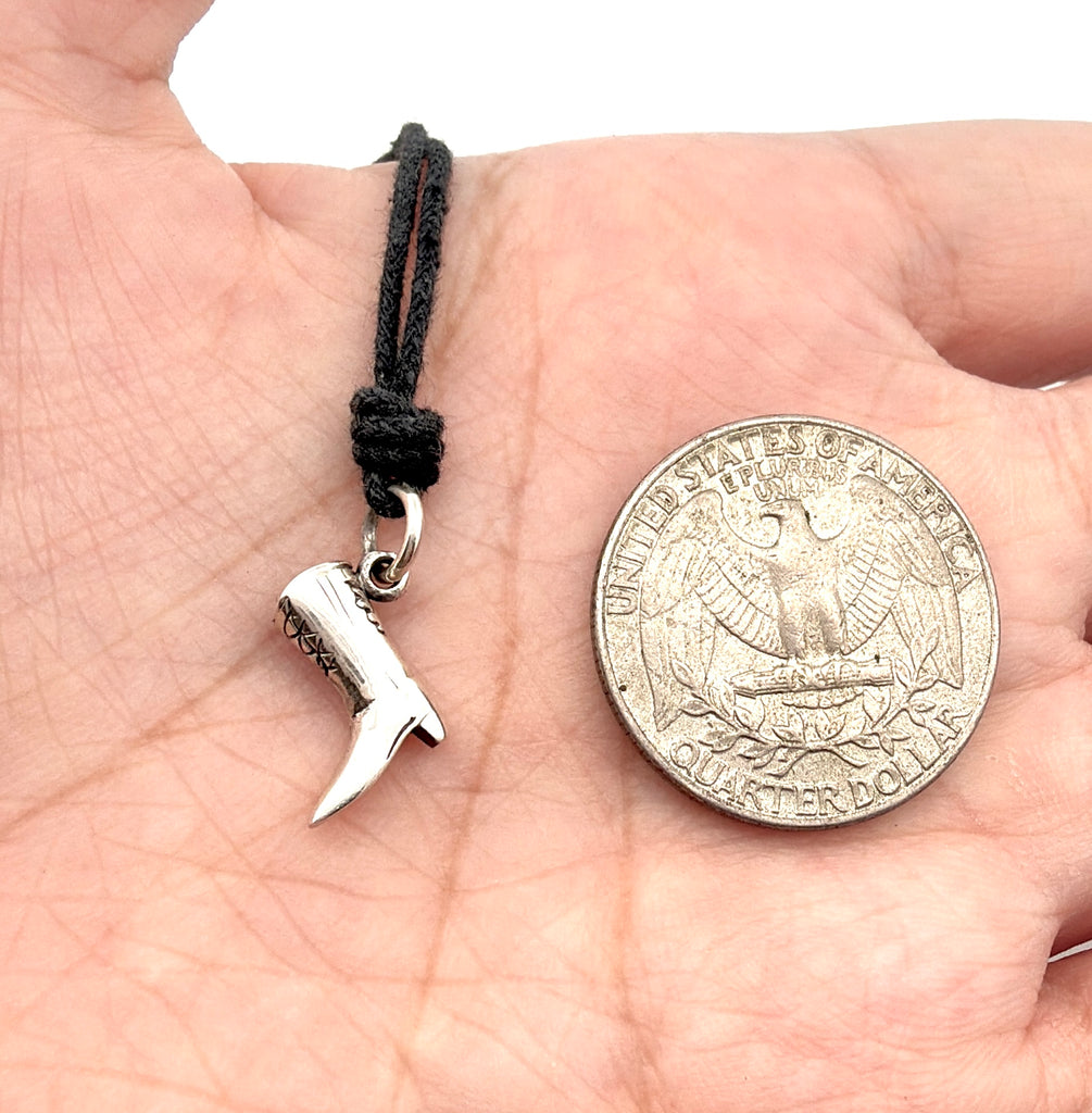 New Cowboy Boot Shoe Charm Sterling-Silver Charm Necklace Pendant Jewelry