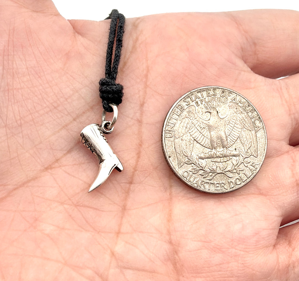 New Cowboy Boot Shoe Charm Sterling-Silver Charm Necklace Pendant Jewelry