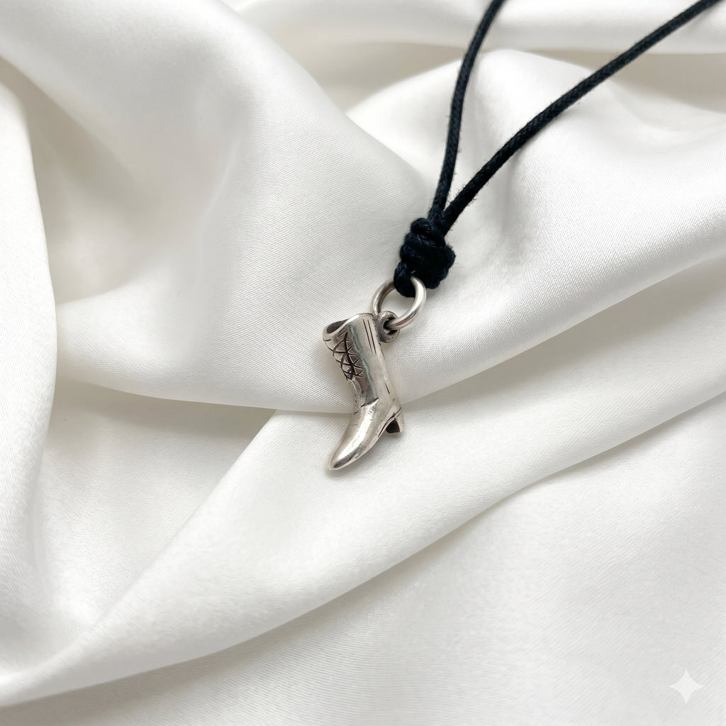 New Cowboy Boot Shoe Charm Sterling-Silver Charm Necklace Pendant Jewelry