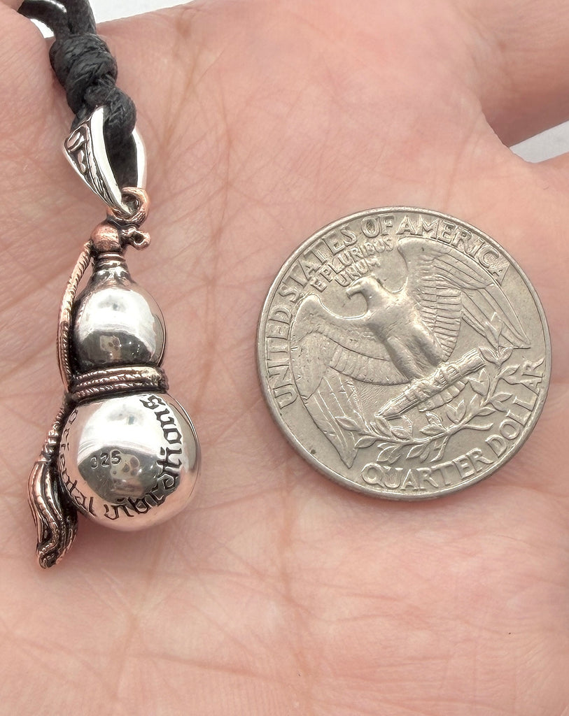 Japanese Dragon Calabash Yin Yang Silver Pendan Necklace Pendant Jewelry