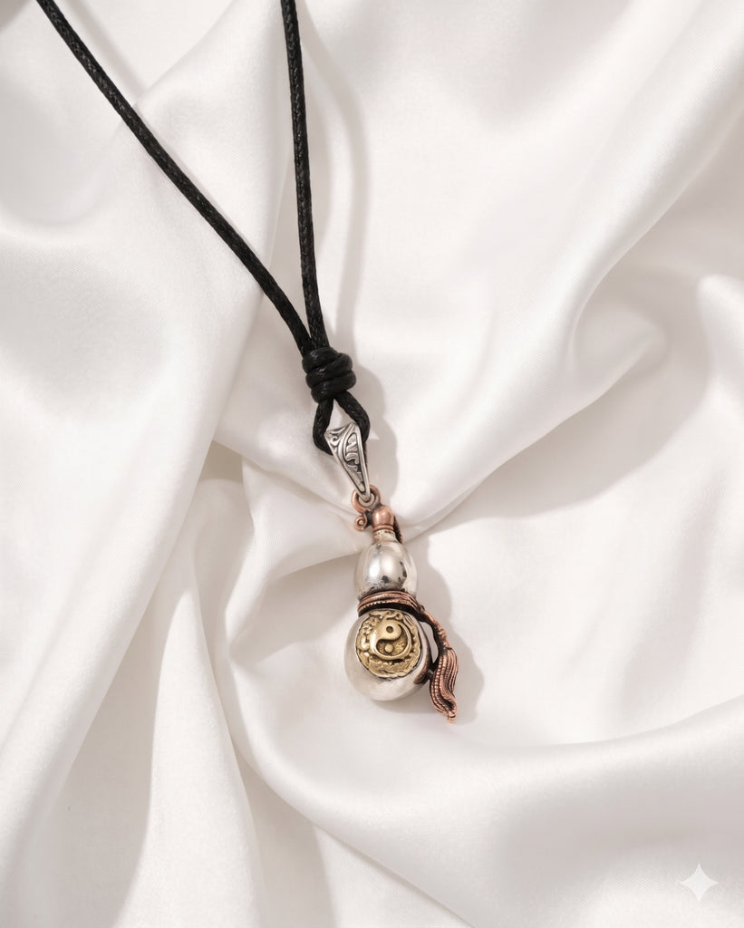 Japanese Dragon Calabash Yin Yang Silver Pendan Necklace Pendant Jewelry
