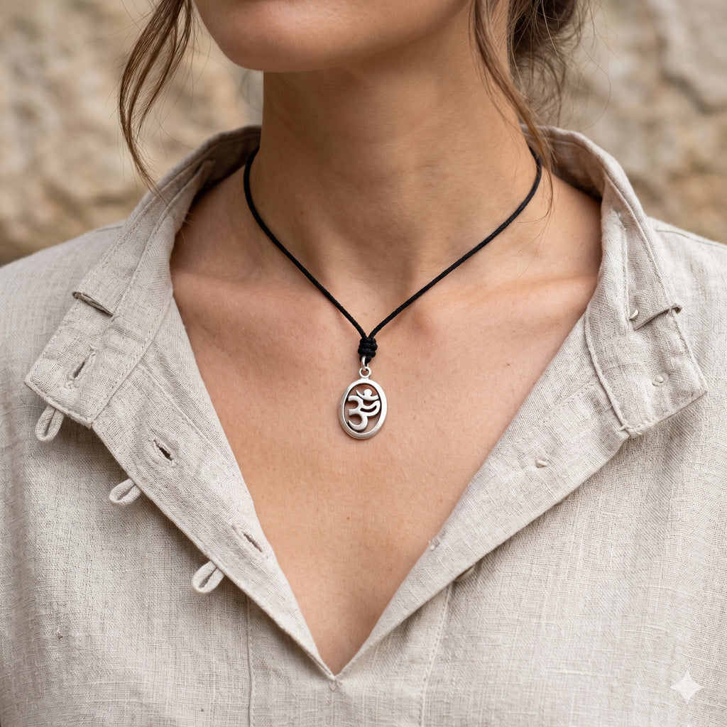 New Hindu Om Ohm 92.5 Sterling Silver Pewter Charm Necklace Pendant Jewelry