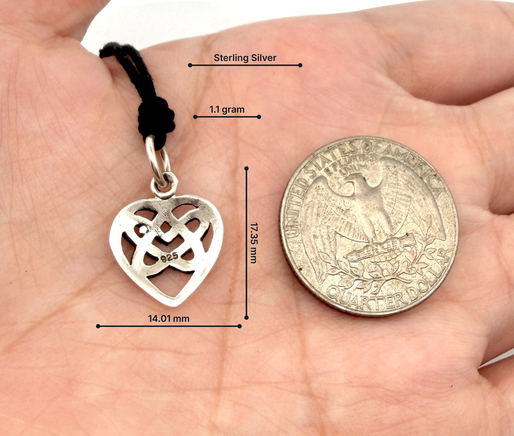 Handmade Celtic Heart Knot Silver Pewter Silver Charm Necklace Pendant Jewelry