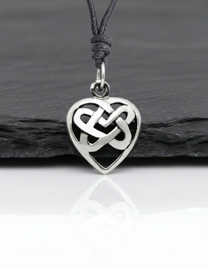 Handmade Celtic Heart Knot Silver Pewter Silver Charm Necklace Pendant Jewelry