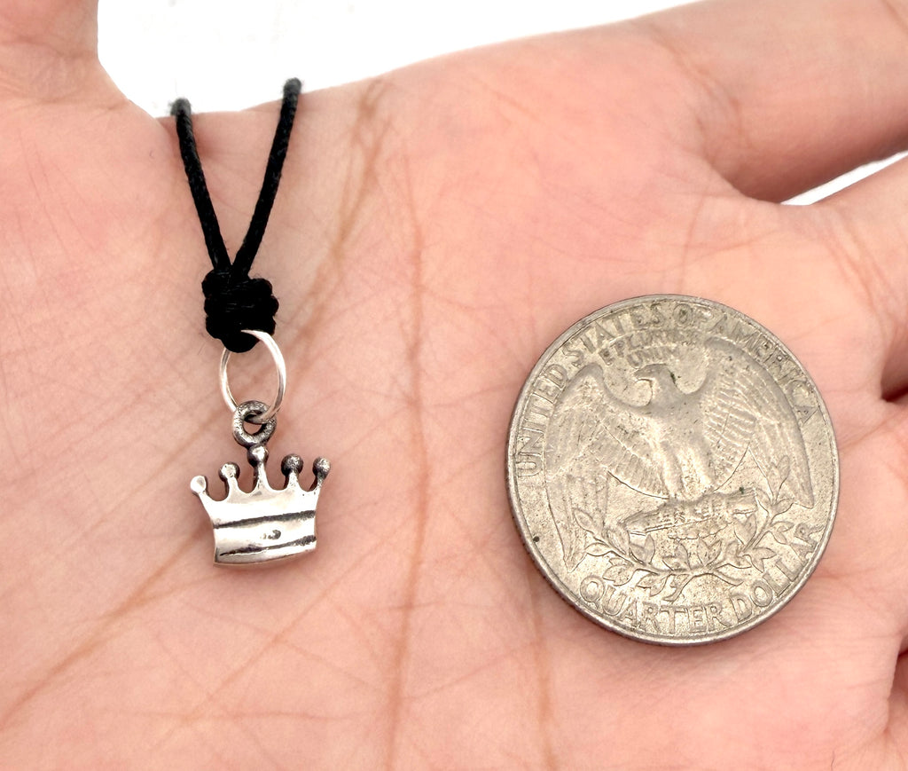 King Crown 92.5 Sterling Silver Pewter Brass Charm Necklace Pendant Jewelry