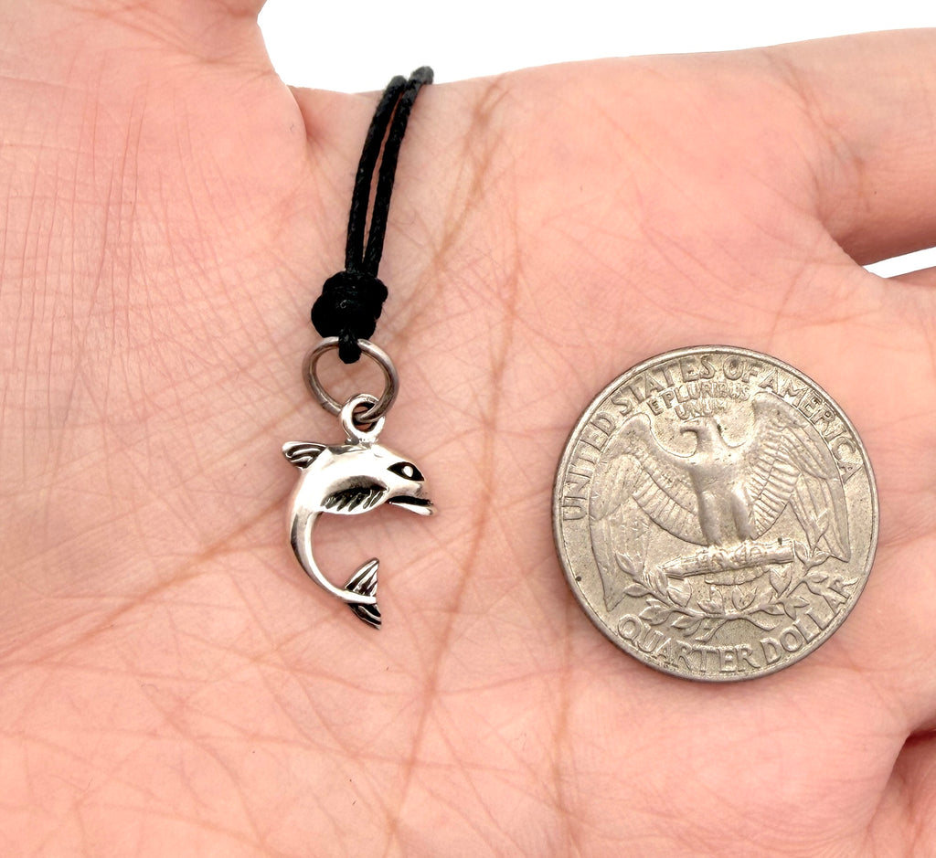 Handmade Lovely Dolphin Silver Pewter Charm Necklace Pendant Jewelry