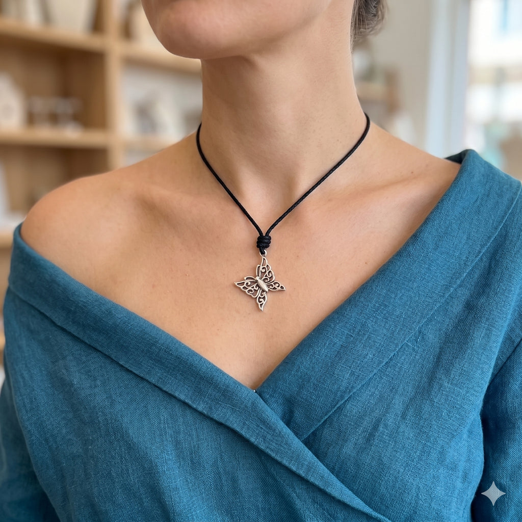New Butterfly Insect Sterling-silver Pewter Brass Charm Necklace Pendant Jewelry