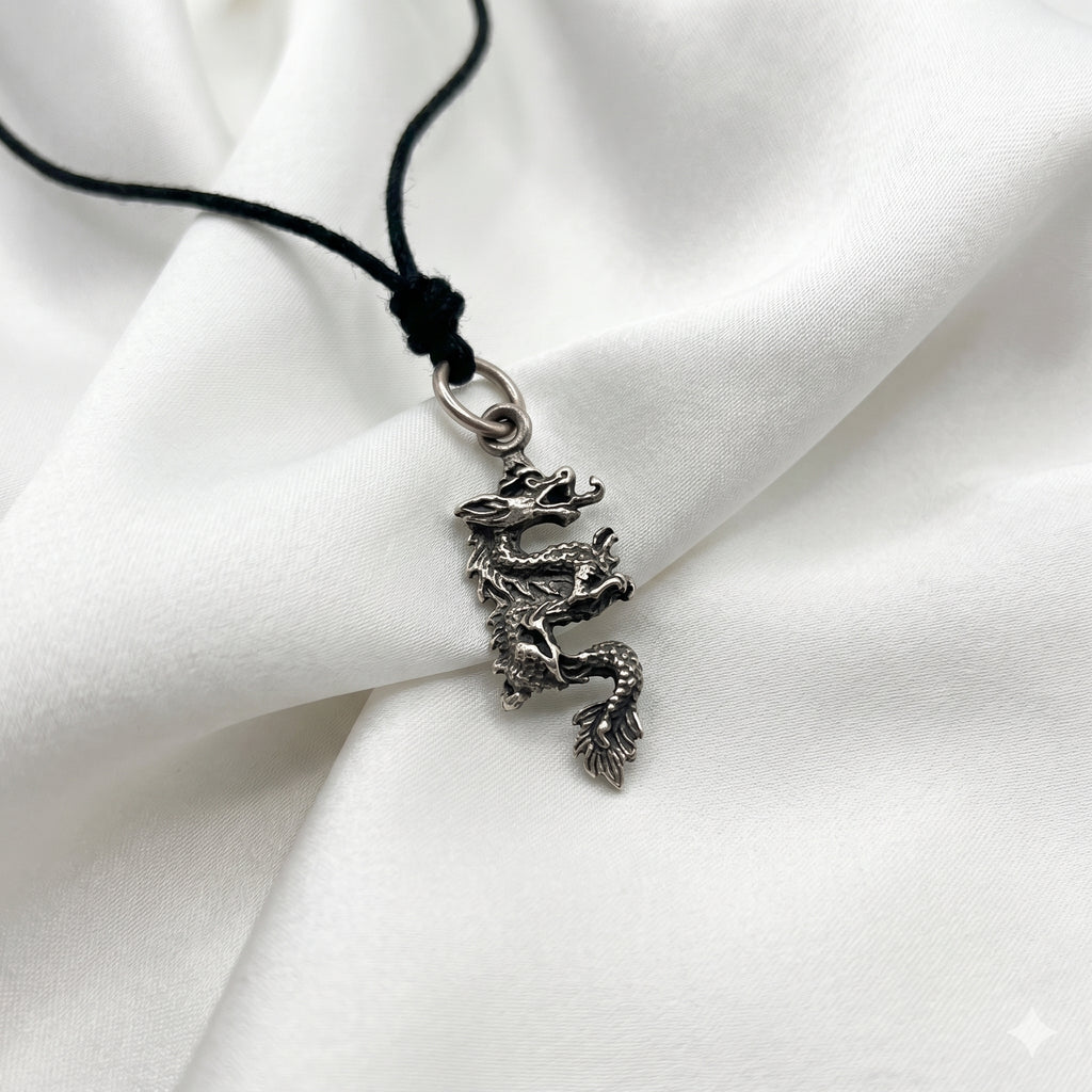 Dragon Chinese Handmade Sterling Silver Gold Brass Necklace Pendant Jewelry