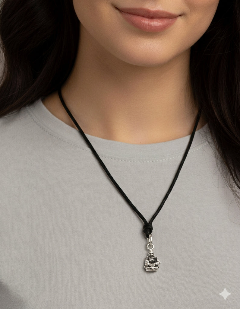 Happy Smile Buddha 92.5 Sterling Silver Brass Charm Necklace Pendant Jewelry
