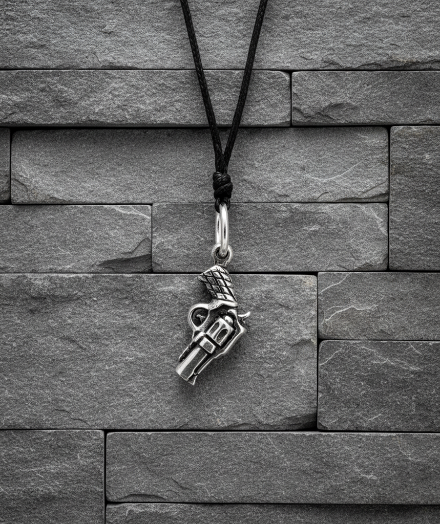 Gun Pistol 92.5 Sterling Silver Gold Brass Charm Necklace Pendant Jewelry