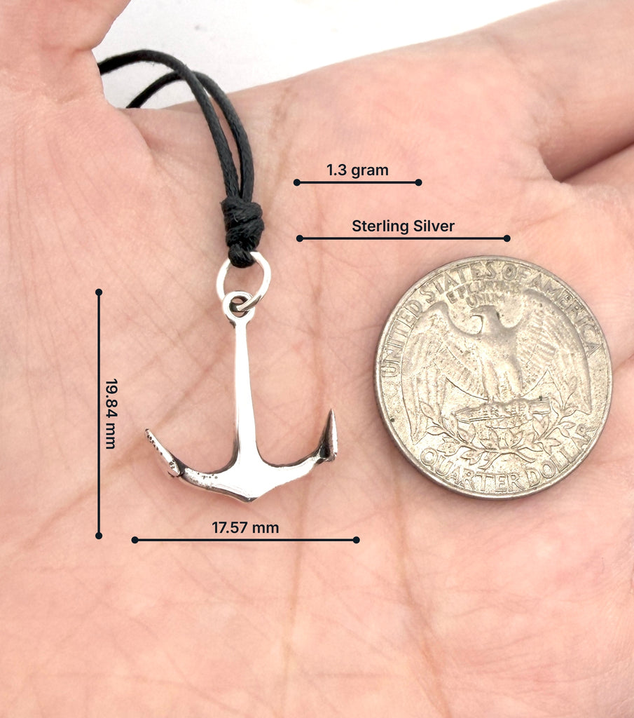 Anchor Ship Boat Pewter Sterling-silver Brass Charm Necklace Pendant Jewelry