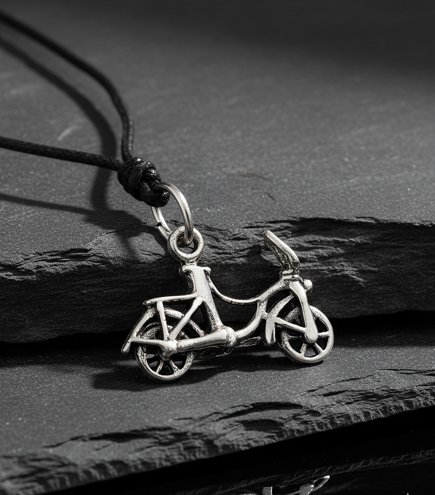 Bicycle Bike 92.5 Sterling Silver Gold Brass Charm Necklace Pendant Jewelry