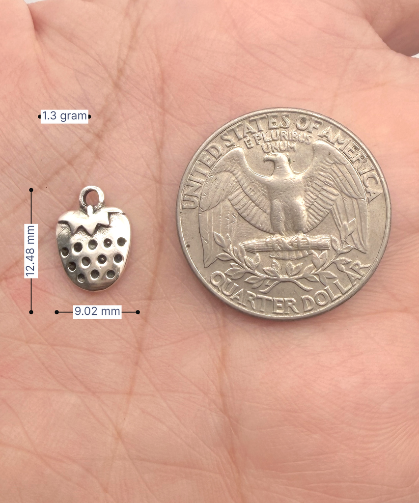 Strawberry Fruit 92.5 Sterling Silver Pewter Brass Necklace Pendant Jewelry
