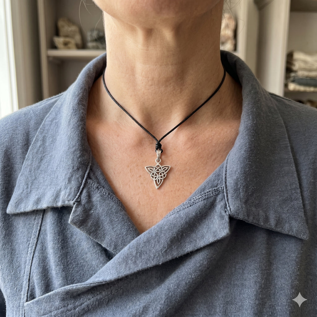 Classic Trilogy Triquetra 92.5 Sterling Silver Gold Brass Necklace Pendant Jewelry