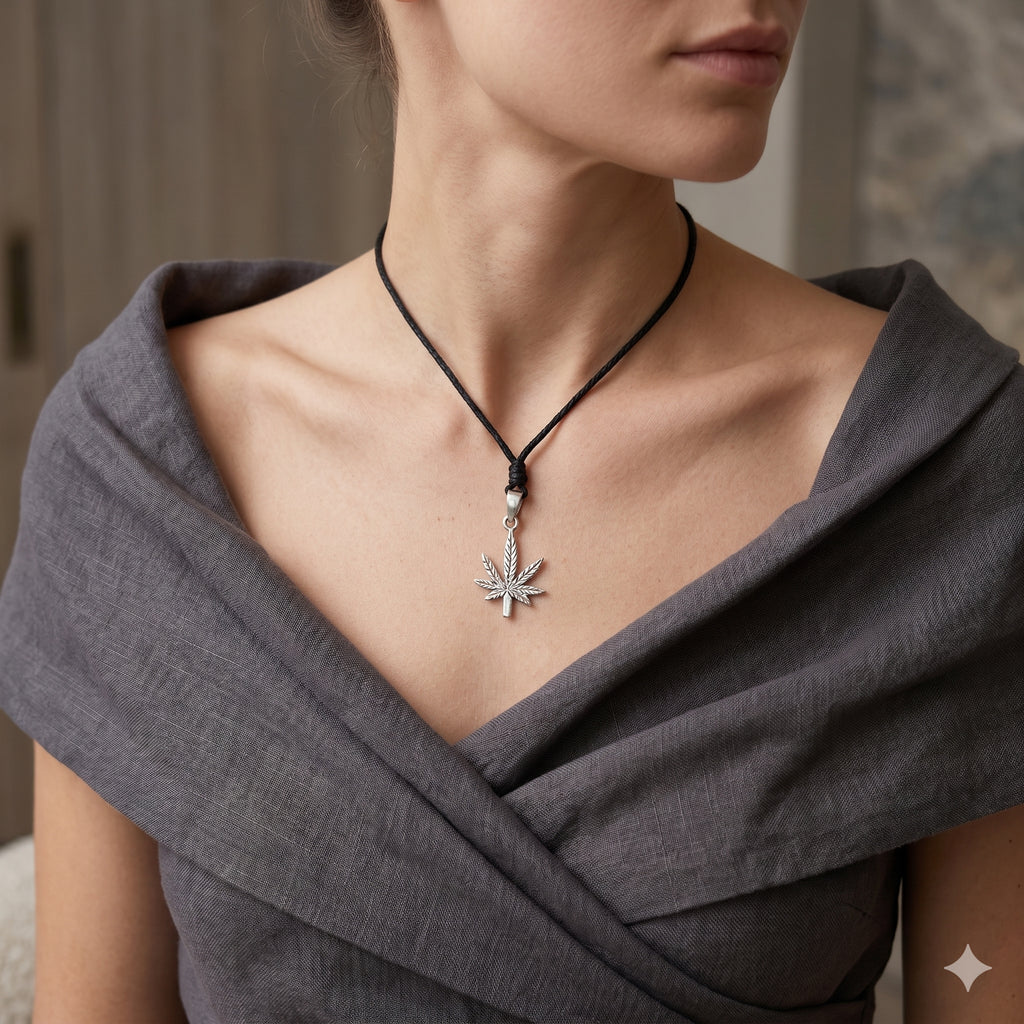 New Marijuana Leaf Legalize Silver Pewter Charm Necklace Pendant Jewelry