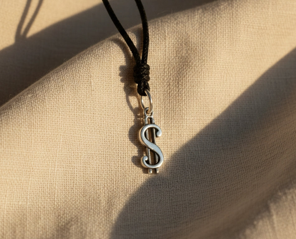 Dollar Bill Symbol Silver Pewter Charm Necklace Pendant Jewelry