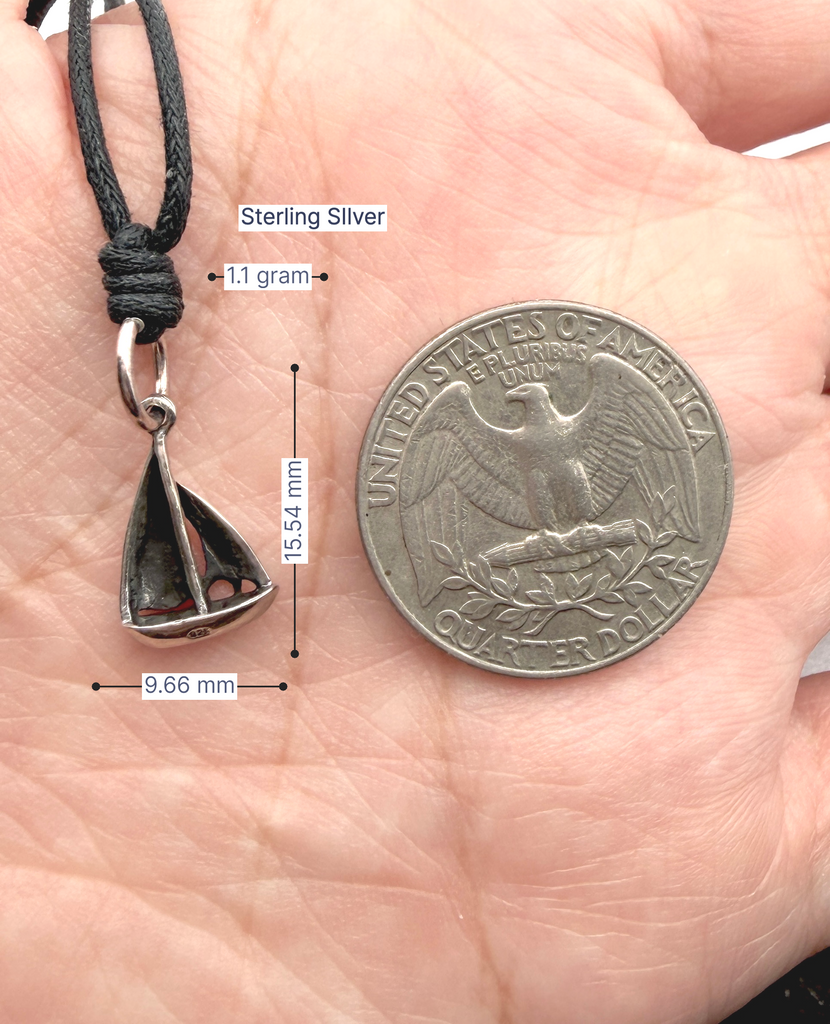 New Sail Boat Sterling-Silver Pewter Necklace Pendant Jewelry