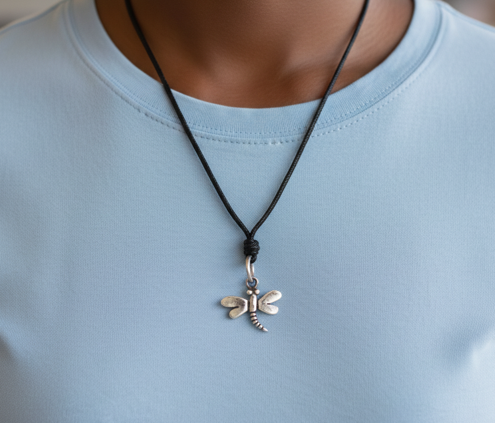 Cute Mini Dragonfly Sterling Silver Pewter Brass Charm Necklace Pendant Jewelry