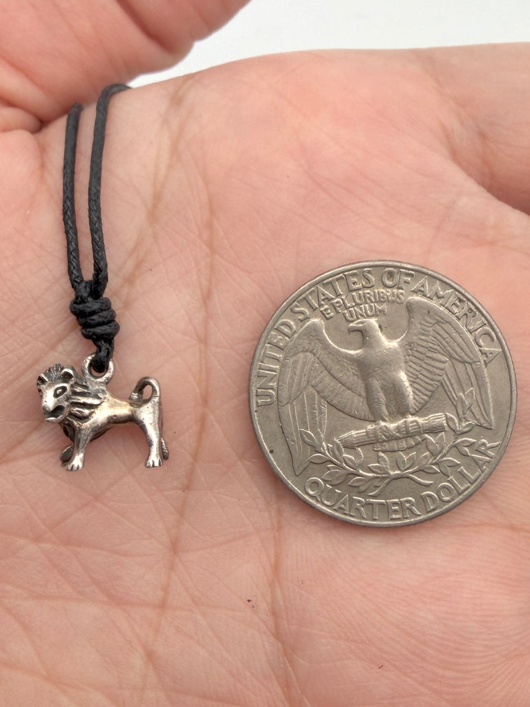 Lion Big Cat 92.5 Sterling Silver Gold Brass Charm Necklace Pendant Jewelry