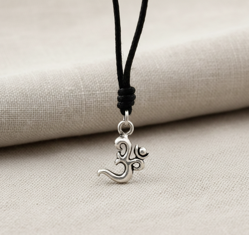 Handmade Om Ohm 92.5 Sterling Silver Pewter Brass Charm Necklace Pendant Jewelry