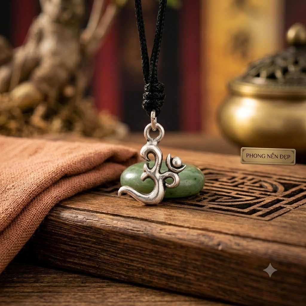 Handmade Om Ohm 92.5 Sterling Silver Pewter Brass Charm Necklace Pendant Jewelry