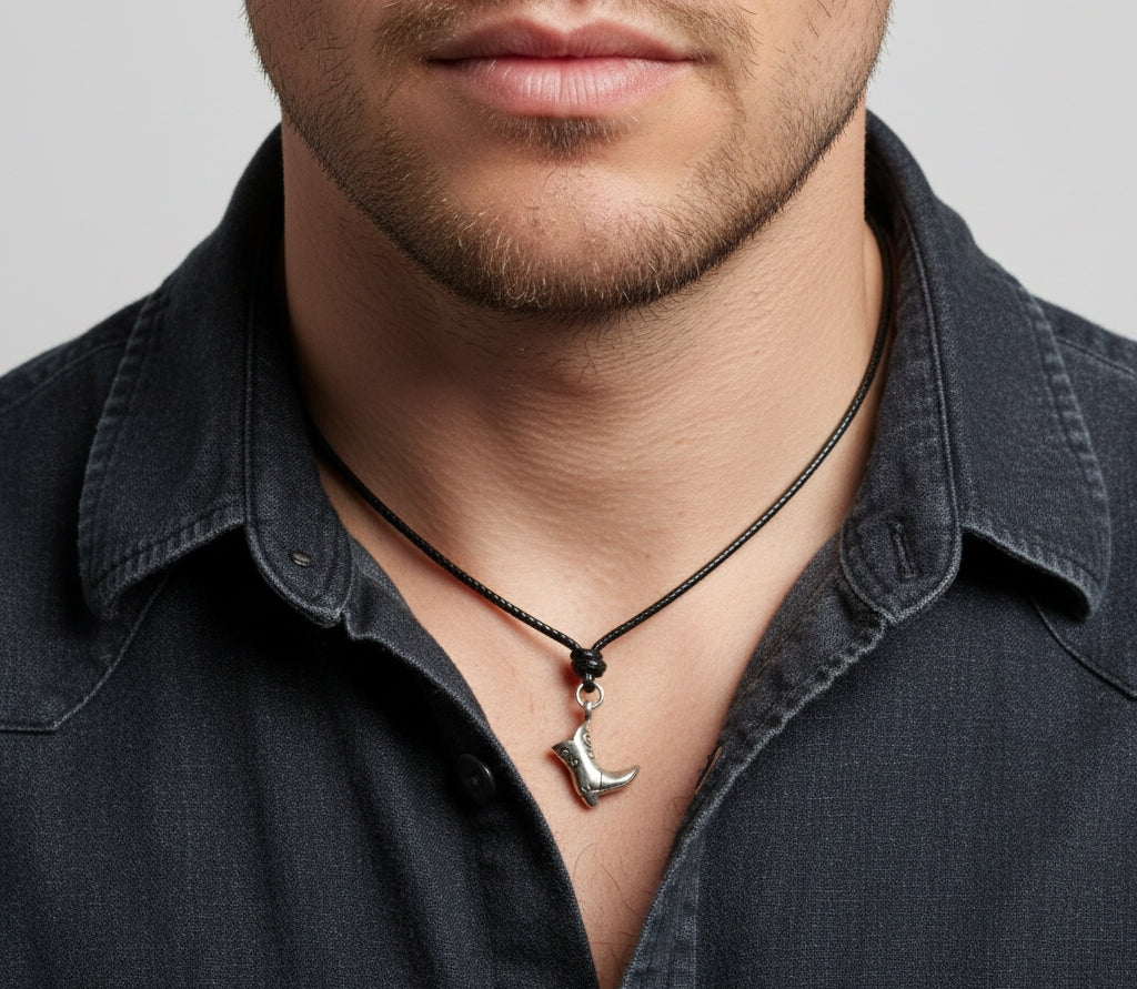 Fashion Cowboy Boots Sterling Silver Pewter Brass Charm Necklace Pendant Jewelry