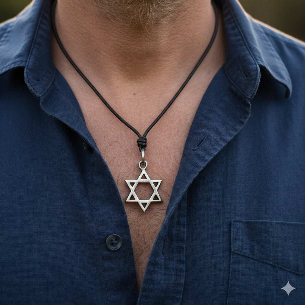 Star of David 92.5 Sterling Silver Pewter Brass Charm Necklace Pendant Jewelry