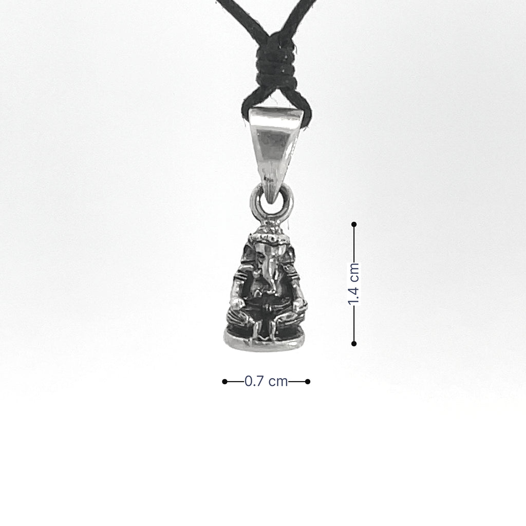 Ganesh Hindu92.5 Sterling Silver Brass Elephant God Necklace Pendant Jewelry