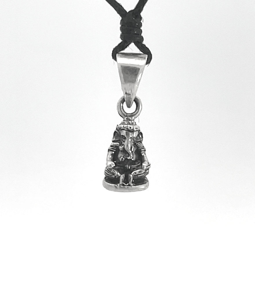 Ganesh Hindu92.5 Sterling Silver Brass Elephant God Necklace Pendant Jewelry