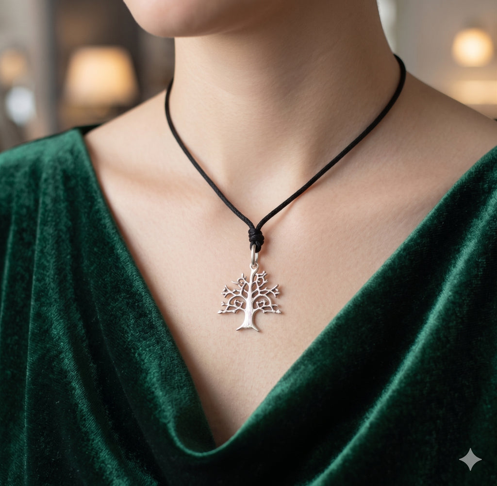 Oak Tree 92.5 Sterling Silver Gold Brass Charm Necklace Pendant Jewelry