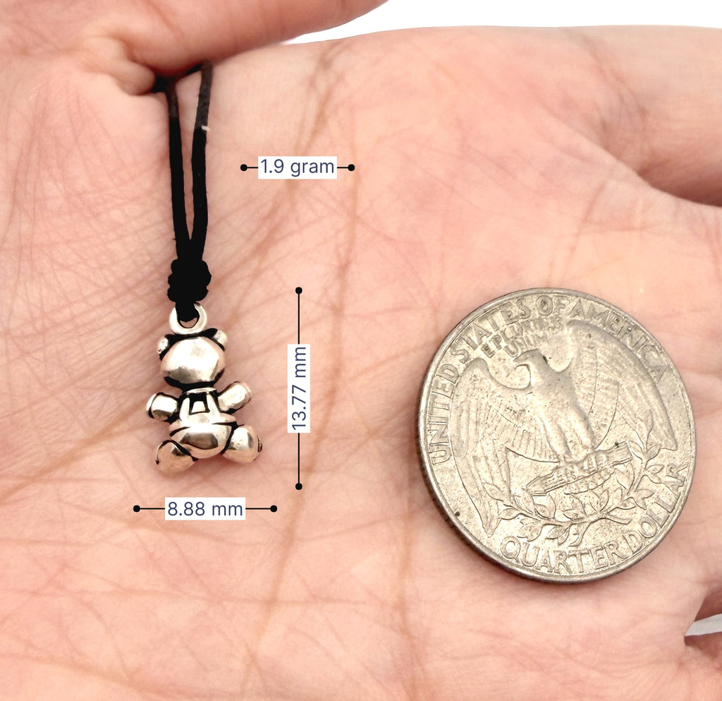Cute Teddy Bear 92.5 Sterling Silver Gold Brass Charm Necklace Pendant Jewelry