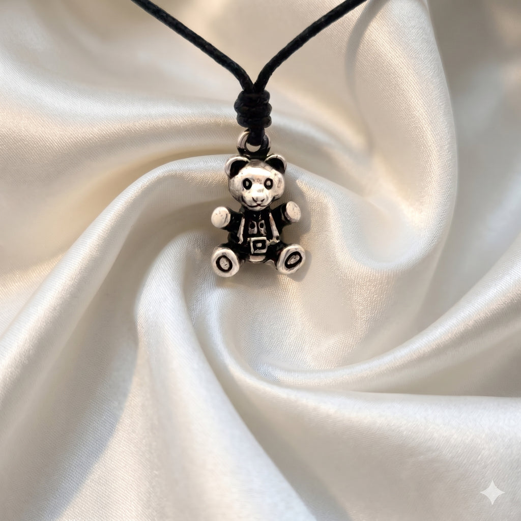 Cute Teddy Bear 92.5 Sterling Silver Gold Brass Charm Necklace Pendant Jewelry