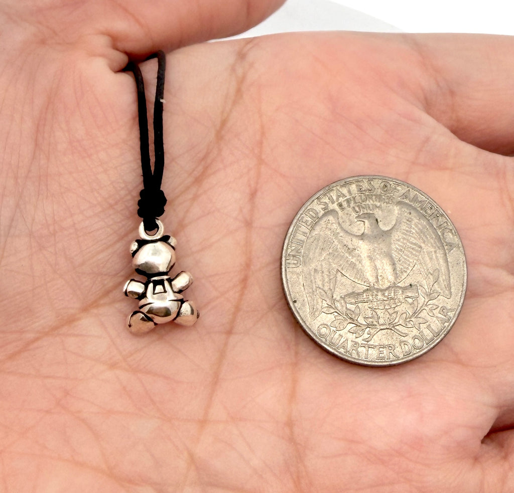 Cute Teddy Bear 92.5 Sterling Silver Gold Brass Charm Necklace Pendant Jewelry