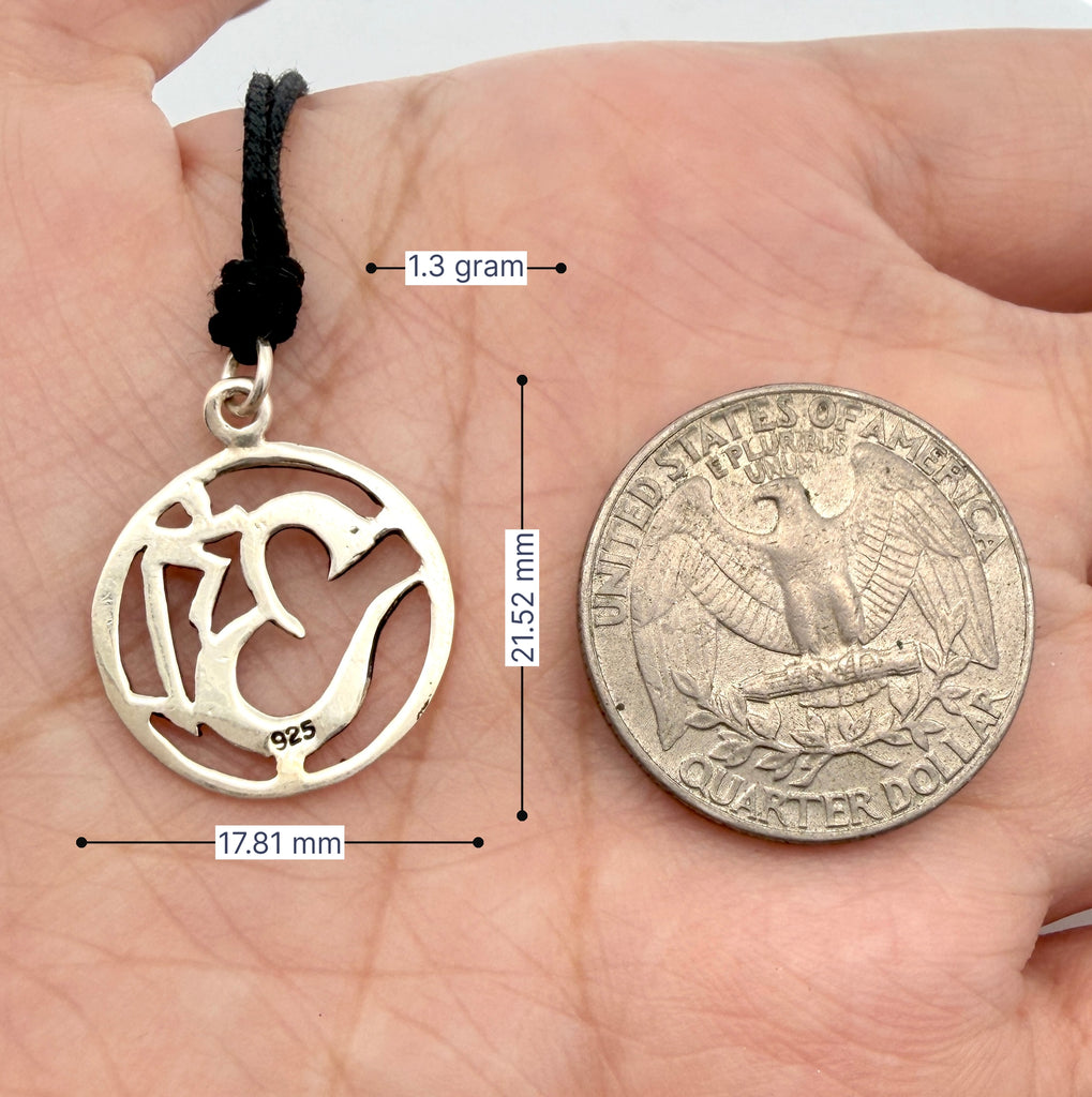 Hindu Aum Ohm Om 92.5 Sterling Silver Pewter Brass Charm Necklace Pendant Jewelry