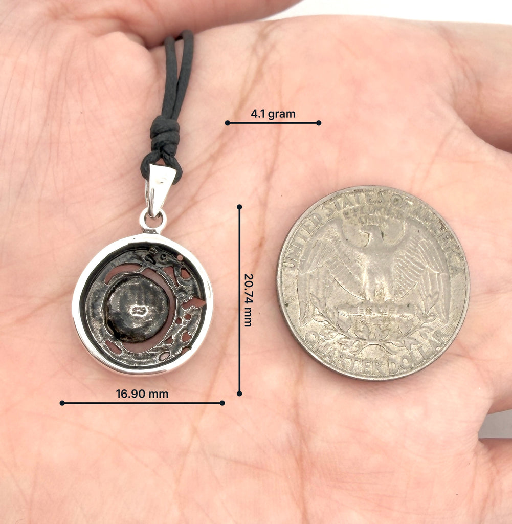 Moon & Sun Ying Yang Handmade Sterling Silver Gold Brass Necklace Pendant Jewelry
