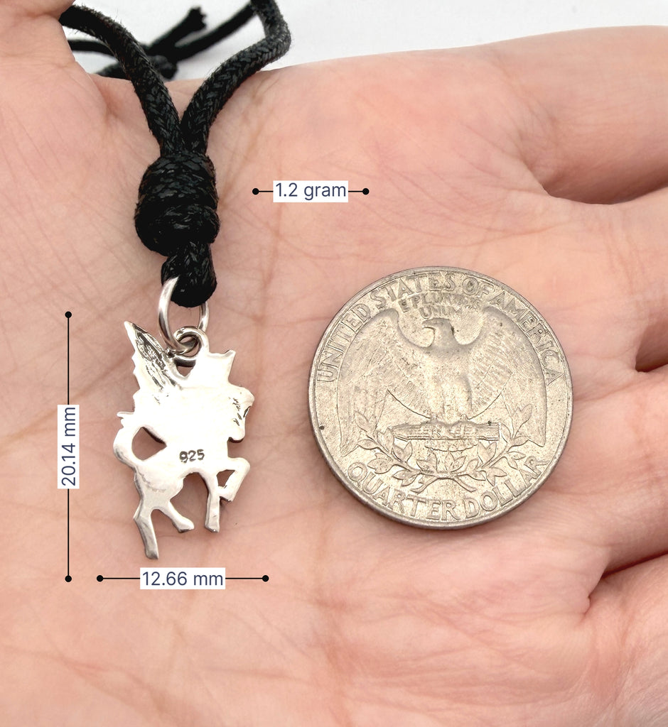 Cute Pegasus 92.5 Sterling Silver Gold Brass Charm Necklace Pendant Jewelry