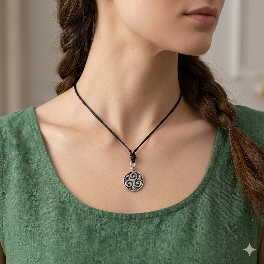 New Trinity Spiral 92.5 Sterling Silver Brass Charm Necklace Pendant Jewelry