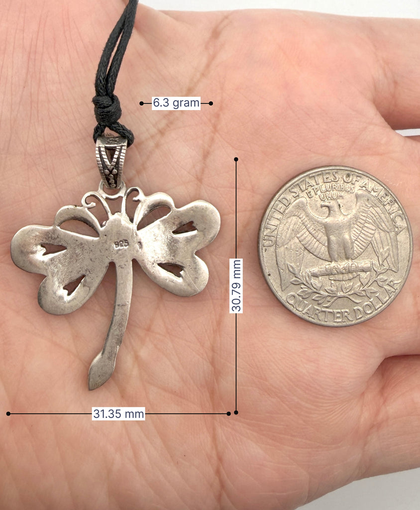 Dragonfly 92.5 Sterling Silver Charm Necklace Pendant Jewelry