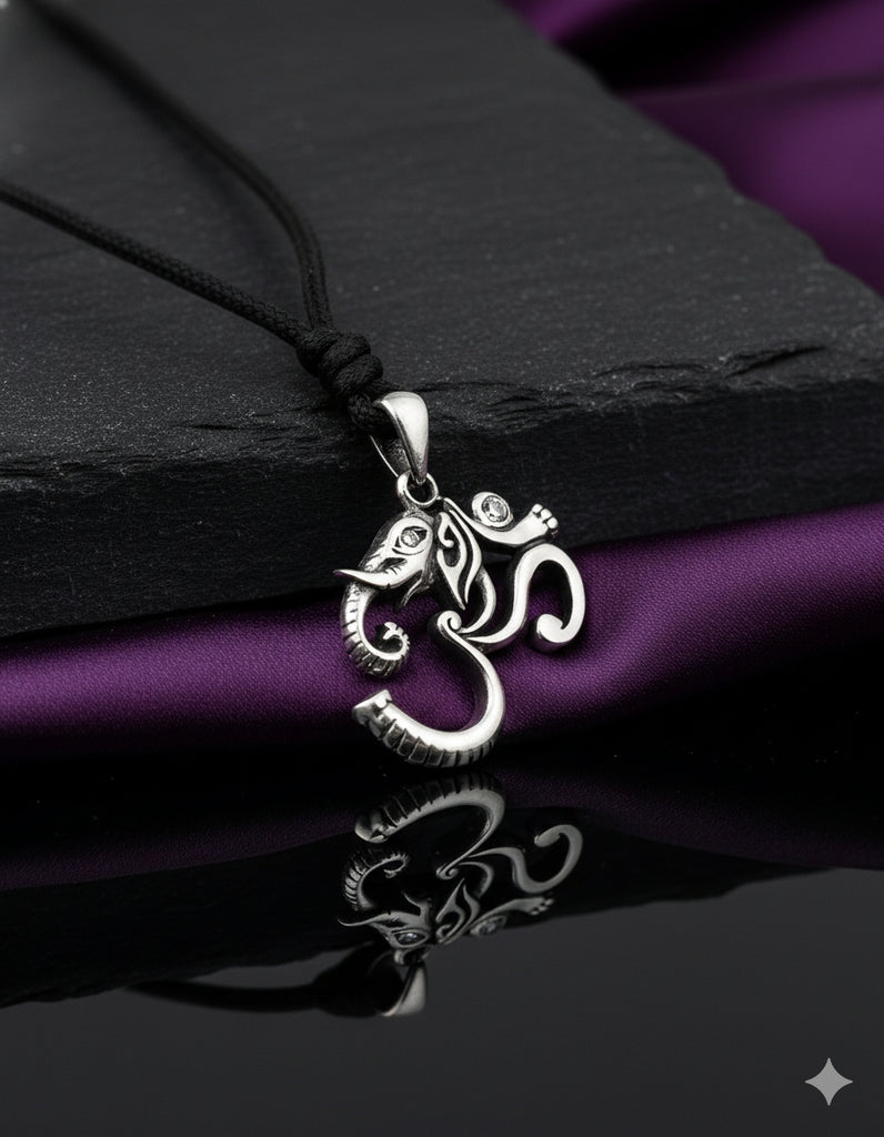 Hindu Ohm Aum Om Handcrafted Silver Brass Charm Necklace Pendant Jewelry