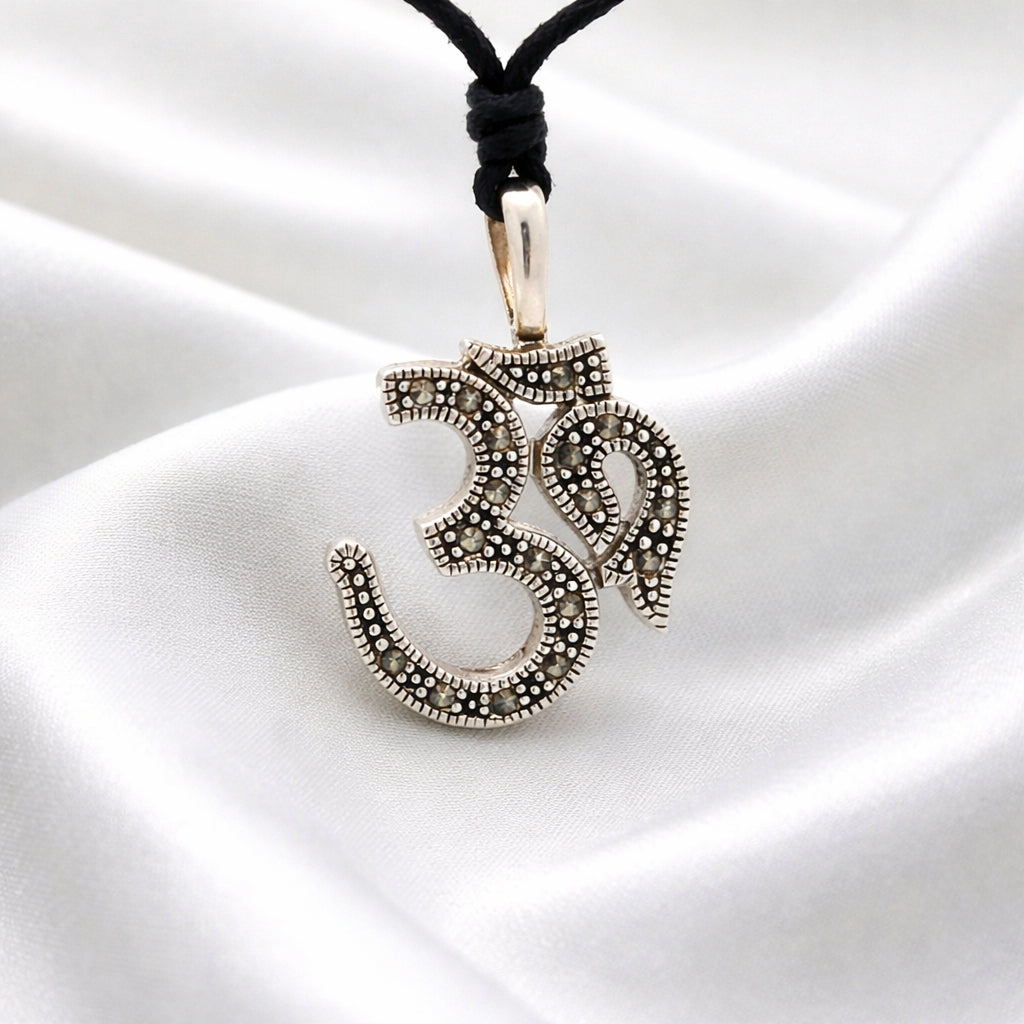 Ohm Aum Om Handcrafted Silver Pewter Brass Charm Necklace Pendant Jewelry