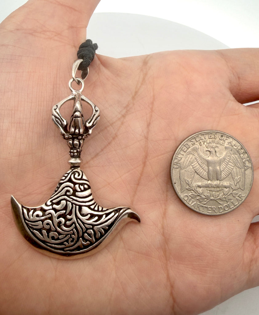 Kartika-Curved Flaying Knife 92.5 Sterling Silver Brass Necklace Pendant Jewelry