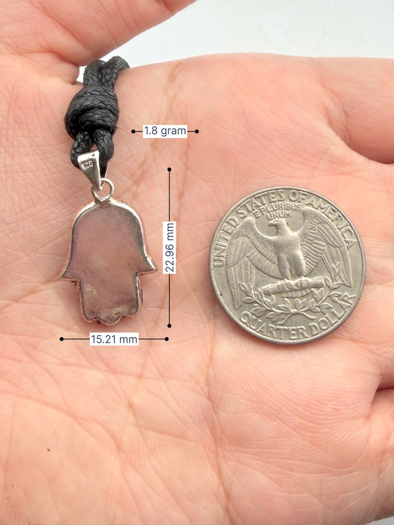 Hamsa Hand multi color 92.5 Sterling Silver Pewter Necklace Pendant Jewelry.