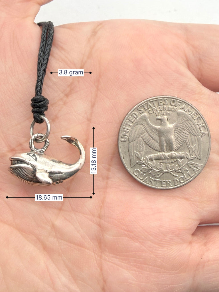 Whale 92.5 Sterling Silver Charm Necklace Pendant Jewelry.