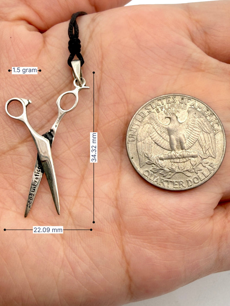 Scissorss Barber Salon 92.5 Sterling Silver Brass Charm Necklace Pendant Jewelry